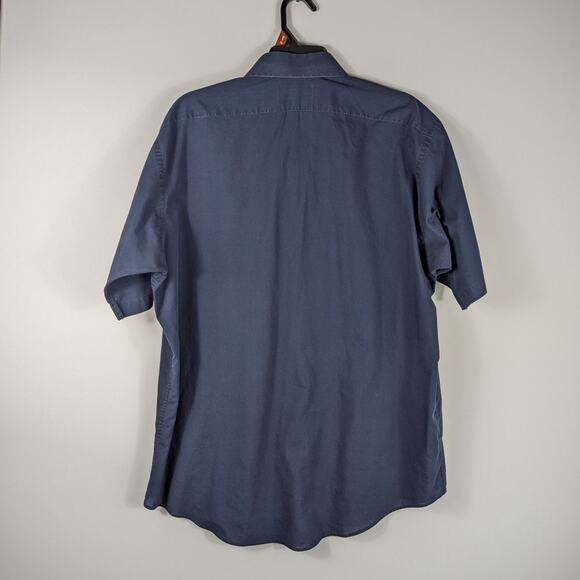 Oleg Cassini L Mens Button Down Shirt Size 17 Blue Short Sleeve Casual Office - Picture 3 of 3
